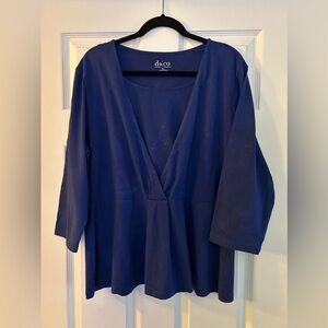 Denim & Co - XL - Navy Capri Sleeves Shirt/Top